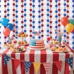 cnomg LOLStar 4th of July Decorations Patriotic Party Photo Booth Prop Streamer Backdrop 3 Pack Red White and Blue Star Tinsel Foil Fringe Curtains for Memorial Day Veterans Day