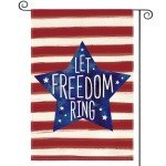 AVOIN colorlife Patriotic Watercolor Stars and Stripes Let Freedom Ring Garden Flag Double Sided Outside, 4th of July Independence Memorial Day Yard Outdoor Decoration 12 x 18 Inch