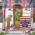AVOIN colorlife Patriotic Watercolor Stars and Stripes Let Freedom Ring Garden Flag Double Sided Outside, 4th of July Independence Memorial Day Yard Outdoor Decoration 12 x 18 Inch
