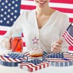 96 Pieces Patriotic Tableware Set – Vintage American Flag Disposable Dinnerware with Paper Plates, Napkins, Cups, Forks for Fourth of July, Memorial Day, Veterans Day Celebrations, Serves 24 Guests
