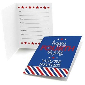 Big Dot of Happiness 4th of July - Fill-in Independence Day Party Invitations (8 Count)