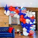 Patriotic Red White and Blue balloon garland kit 123pcs with star print mylar foil balloons for july 4th independent day Memorial day decorations Decor