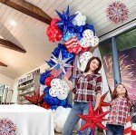 Patriotic Red White and Blue balloon garland kit 123pcs with star print mylar foil balloons for july 4th independent day Memorial day decorations Decor