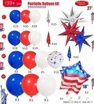 Patriotic Red White and Blue balloon garland kit 123pcs with star print mylar foil balloons for july 4th independent day Memorial day decorations Decor