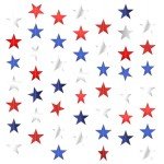 Red White and Blue Star Garland Banner, 66 Feet Patriotic Star Hanging Streamer 4th of July Banner Star Backdrop Decor for 4th Fourth of July Independence Memorial Veterans Labor Day Party Decorations