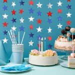 Red White and Blue Star Garland Banner, 66 Feet Patriotic Star Hanging Streamer 4th of July Banner Star Backdrop Decor for 4th Fourth of July Independence Memorial Veterans Labor Day Party Decorations