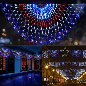 DDMY American Flag Lights with 243 Super Bright LEDs - Waterproof Patriotic Lights for 4th of July, Memorial Day, Independence Day & Yard/Garden Decor