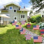 Geelin 12 Pack 4th of July Yard Signs Patriotic Star Picks with Stick Red Blue and White Yard Signs Outdoor Independence Day Lawn Patio Decorations for Home Garden Pathway Decor