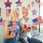 Geelin 12 Pack 4th of July Yard Signs Patriotic Star Picks with Stick Red Blue and White Yard Signs Outdoor Independence Day Lawn Patio Decorations for Home Garden Pathway Decor