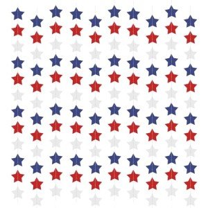 6 Pack Total 60 ft Patriotic Red White Blue Star Garland, Hanging Paper Stars Streamer Banner, USA American Flag Decoration for 4th of July, Memorial Day, Veterans Day, Independence Day Party Supplies