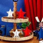 6 Pcs 4th of July Star Table Centerpieces 3D Star Patriotic Day Tiered Tray Decor Memorial Day Wood Stars 3D Labor Day Home Table Decor for Rustic Farmhouse Tiered Tray Decor for Workers(Classic)