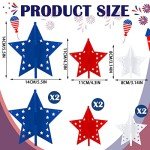 6 Pcs 4th of July Star Table Centerpieces 3D Star Patriotic Day Tiered Tray Decor Memorial Day Wood Stars 3D Labor Day Home Table Decor for Rustic Farmhouse Tiered Tray Decor for Workers(Classic)
