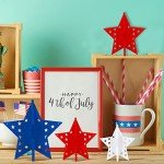 6 Pcs 4th of July Star Table Centerpieces 3D Star Patriotic Day Tiered Tray Decor Memorial Day Wood Stars 3D Labor Day Home Table Decor for Rustic Farmhouse Tiered Tray Decor for Workers(Classic)