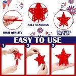 6 Pcs 4th of July Star Table Centerpieces 3D Star Patriotic Day Tiered Tray Decor Memorial Day Wood Stars 3D Labor Day Home Table Decor for Rustic Farmhouse Tiered Tray Decor for Workers(Classic)
