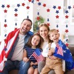 6 Pack Total 60 ft Patriotic Red White Blue Star Garland, Hanging Paper Stars Streamer Banner, USA American Flag Decoration for 4th of July, Memorial Day, Veterans Day, Independence Day Party Supplies