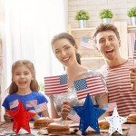 6 Pcs 4th of July Star Table Centerpieces 3D Star Patriotic Day Tiered Tray Decor Memorial Day Wood Stars 3D Labor Day Home Table Decor for Rustic Farmhouse Tiered Tray Decor for Workers(Classic)