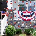 6 Pack Total 60 ft Patriotic Red White Blue Star Garland, Hanging Paper Stars Streamer Banner, USA American Flag Decoration for 4th of July, Memorial Day, Veterans Day, Independence Day Party Supplies