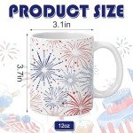 JarThenaAMCS Patriotic Mug Red Blue Firework Coffee Mug 4th of July Ceramic Drinking Mugs for Independence Day Supplies Table Centerpieces, 12oz