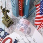 JarThenaAMCS Patriotic Mug Red Blue Firework Coffee Mug 4th of July Ceramic Drinking Mugs for Independence Day Supplies Table Centerpieces, 12oz