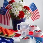 JarThenaAMCS Patriotic Mug Red Blue Firework Coffee Mug 4th of July Ceramic Drinking Mugs for Independence Day Supplies Table Centerpieces, 12oz