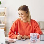 JarThenaAMCS Patriotic Mug Red Blue Firework Coffee Mug 4th of July Ceramic Drinking Mugs for Independence Day Supplies Table Centerpieces, 12oz