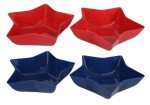 4 PC Set of Red & Blue Star Bowls for 4th of July - Independence Day, BBQ, Backyard Get Together, Party, Dips, Tableware