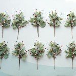 TEMPUS 10Pcs Artificial Red, White and Blue Berries Stems with Lambs Leaves 4th of July Independence Day Stems Patriotic Decorations Memorial Day Flag Day Floral Arrangement Table Centerpieces