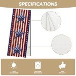 Linen Watercolor Red White and Blue American Flag Stars Table Runner 72 Inches Long 4th of July Memorial Day Veterans Day Patriotic Decoration and Supplies for Home