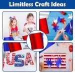 Metallic Patriotic Paper Cardstock Sheets 36 Pcs Blue Red Silver Foil Boards for 4th Of July Independence Day Flowers Scrapbook Crafts Invitations 8.5" x 11"