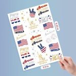 AOYOO 4th of July Decorations Tattoos for Women | 34 Styles Glitter Patriotic USA Flag Tattoo Stickers | Independence Day, Memorial Day & Labor Day Body Art | Red White Blue Party Decorations