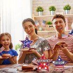 3 PCS 4th of July Table Decorations - Fourth of July Red White Blue Wooden Star Decor & Memorial Day Centerpieces Patriotic Labor Day Gifts Signs for Living Room Dining Table Mantel Office