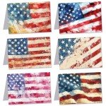LizFire Patriotic Greeting Cards 4th of July Cards with Envelopes Independence Day Party Favor American Flag Notes Election Campaign Supplies 24Pcs