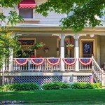 Iconikal July 4th American Flag Banner Bunting Half Fan Patriotic Porch Garland Decoration 4 x 2 Feet, 6-Pack