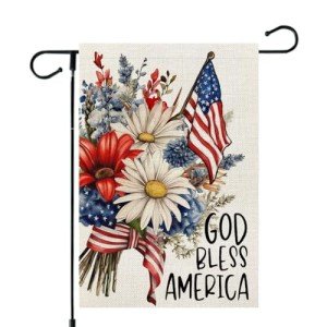 CROWNED BEAUTY 4th of July Garden Flag God Bless America 12x18 Inch Double Sided Independence Day Patriotic Yard Decorations for Outside