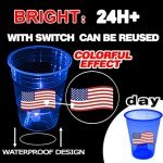 mishunyus 24 Pcs Glow Patriotic Party Decorations, 4th of July Party Cups Pack, USA Citizenship Party Supplies for Memorial Day, Independence Day, Veterans Day(16 oz)