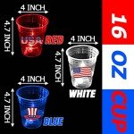 mishunyus 24 Pcs Glow Patriotic Party Decorations, 4th of July Party Cups Pack, USA Citizenship Party Supplies for Memorial Day, Independence Day, Veterans Day(16 oz)