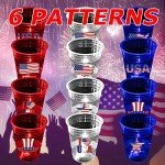 mishunyus 24 Pcs Glow Patriotic Party Decorations, 4th of July Party Cups Pack, USA Citizenship Party Supplies for Memorial Day, Independence Day, Veterans Day(16 oz)
