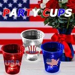 mishunyus 24 Pcs Glow Patriotic Party Decorations, 4th of July Party Cups Pack, USA Citizenship Party Supplies for Memorial Day, Independence Day, Veterans Day(16 oz)
