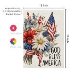 CROWNED BEAUTY 4th of July Garden Flag God Bless America 12x18 Inch Double Sided Independence Day Patriotic Yard Decorations for Outside