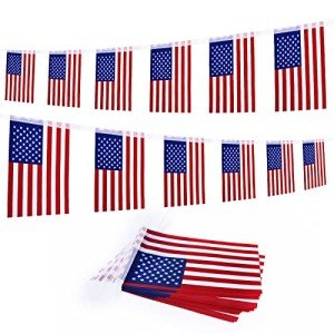 4th of July Patriotic Decorations Outdoor, 45 Feet 40 PCS American Flag String Pennant Banners, Small USA Flags Banner for Independence Day Memorial Day Patriotic, Festival Party Decorations