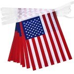 4th of July Patriotic Decorations Outdoor, 45 Feet 40 PCS American Flag String Pennant Banners, Small USA Flags Banner for Independence Day Memorial Day Patriotic, Festival Party Decorations