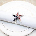 Star Napkin Rings Set of 6, 4th of July Napkin Ring Holder Patriotic Napkin Rings Blue Red Star Napkin Buckle for Independence Day, Dinning Table Parties Decoration (Star-6pc)