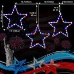 Meonum 3 Pack 4th of July Patriotic Decorations, 12 Inch 8 Mode Red White and Blue Window Lights with 36 LEDs, Remote Control, Timer Function, Ideal for Memorial Day Decor 4th of July Decorations