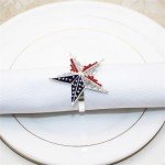 Star Napkin Rings Set of 6, 4th of July Napkin Ring Holder Patriotic Napkin Rings Blue Red Star Napkin Buckle for Independence Day, Dinning Table Parties Decoration (Star-6pc)