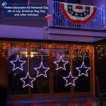Meonum 3 Pack 4th of July Patriotic Decorations, 12 Inch 8 Mode Red White and Blue Window Lights with 36 LEDs, Remote Control, Timer Function, Ideal for Memorial Day Decor 4th of July Decorations