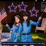 Meonum 3 Pack 4th of July Patriotic Decorations, 12 Inch 8 Mode Red White and Blue Window Lights with 36 LEDs, Remote Control, Timer Function, Ideal for Memorial Day Decor 4th of July Decorations