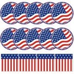Veramz 50PCS 4th of July Party Supplies, include 25 Dessert plate, 25 Napkin, Patriotic Party Plates Memorial Day Dinner Dessert Plates Red White Blue Dinnerware Tableware, Serves 25 Guests