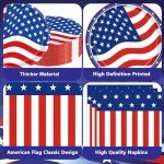 Veramz 50PCS 4th of July Party Supplies, include 25 Dessert plate, 25 Napkin, Patriotic Party Plates Memorial Day Dinner Dessert Plates Red White Blue Dinnerware Tableware, Serves 25 Guests