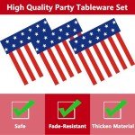 Veramz 50PCS 4th of July Party Supplies, include 25 Dessert plate, 25 Napkin, Patriotic Party Plates Memorial Day Dinner Dessert Plates Red White Blue Dinnerware Tableware, Serves 25 Guests