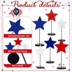 Wesiti 6 Pcs Patriotic Table Centerpieces Decoration 4th of July Wooden Tall Standing Star Block Set Rustic Glitter Red White Blue Sign Independence Day Decor for Memorial Day Home Room(Classic)